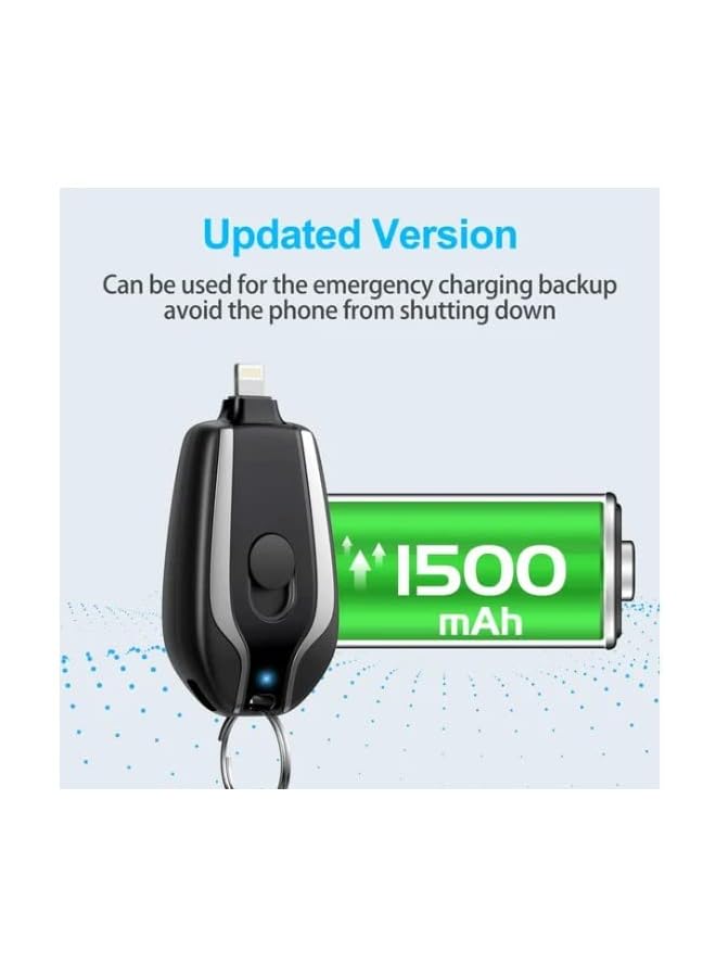 PROMASS بود طاقة طوارئ ميني، شاحن محمول لحافظة المفاتيح لجهاز آيفون، بنك طاقة خارجي فائق الصغر للشحن السريع، شاحن هاتف محمول بحلقة مفاتيح، أصغر من بطاقة (أبل، أسود) - Image 4