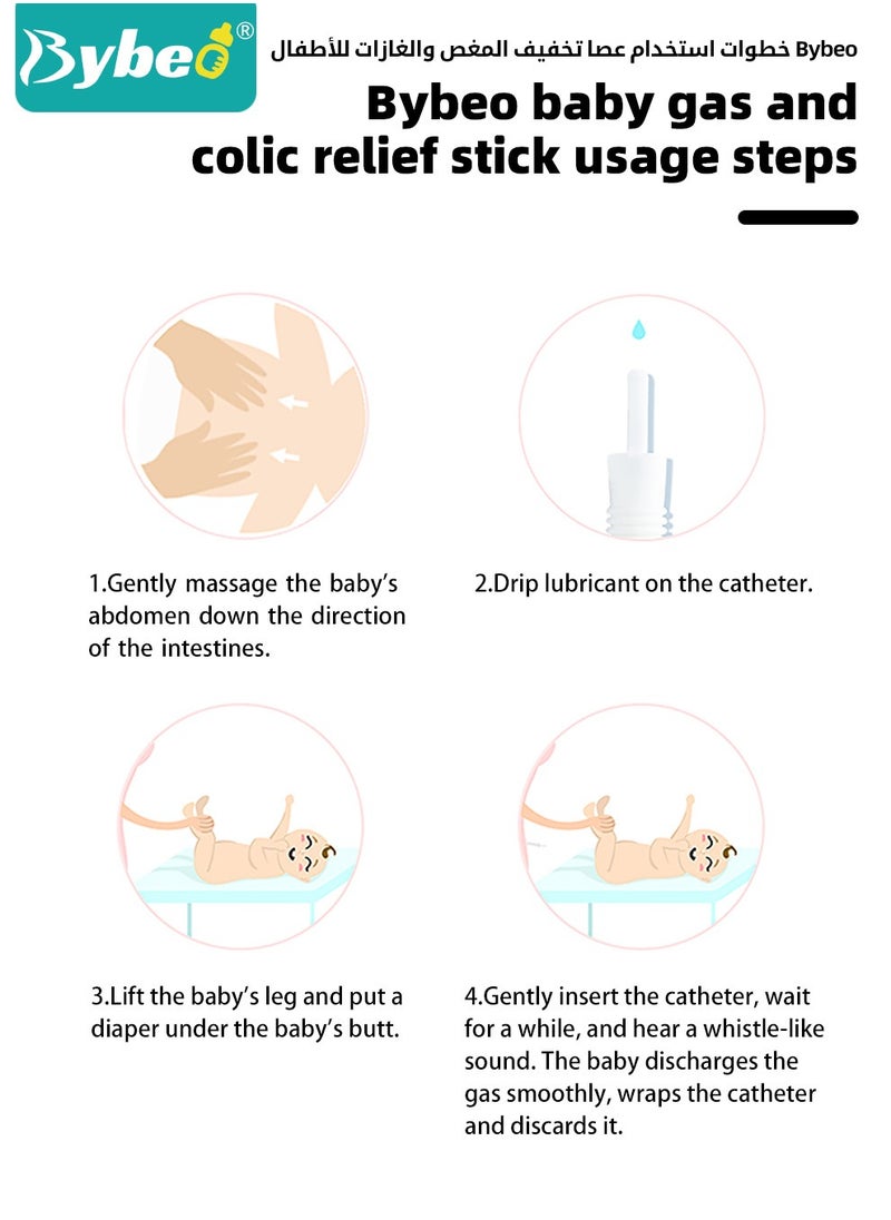 Bybeo - 10 Pcs Baby Colic and Gas Relief, Constipation Relief for Newborn, Infant Gas and Colic Reliever Rod Tool, Baby Gas Passer, Instant Natural Solution, BPA Free,White - Image 1