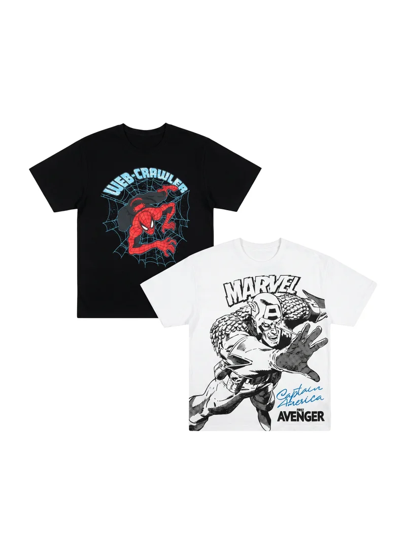 مارفل Marvel Superheroes Men’s Graphic Printed T-Shirt (Pack of 2)