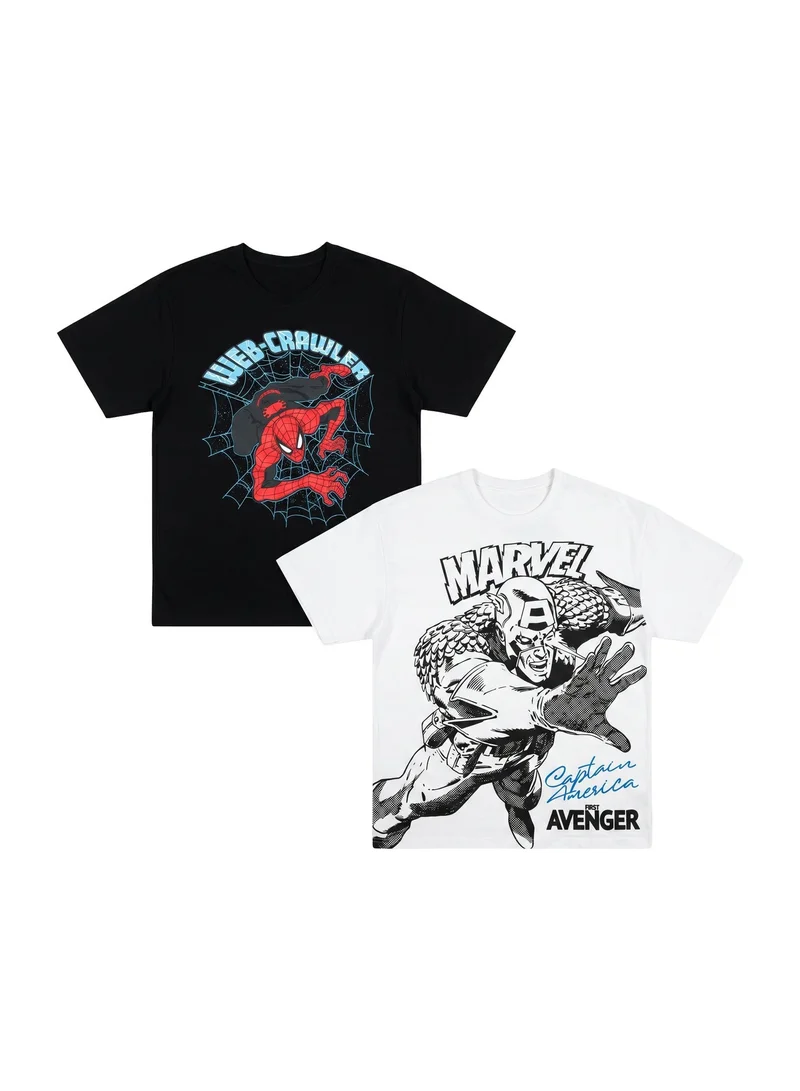 مارفل Marvel Superheroes Men’s Graphic Printed T-Shirt (Pack of 2)