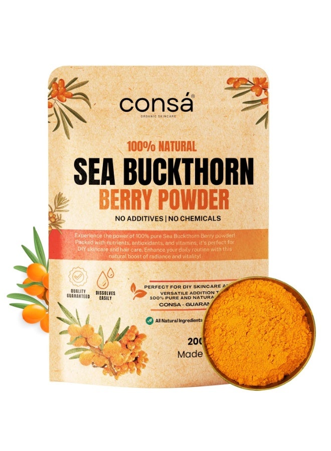 CONSA Organic Sea Buckthorn Berry Powder (200 Gram) - 100% Pure Sea Buckthorn Powder - Source of Various Vitamins & Minerals - Image 1
