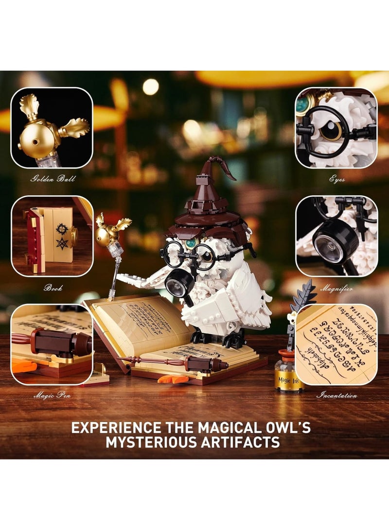 SOLARAE مجموعة بناء البومة السحرية، 1162 قطعة نموذج بومة قابلة للتحصيل من هاري بوتر مع تأثير ضوئي، كتل آلية بومة للزينة للأطفال الأولاد والبنات من عمر 8 سنوات فما فوق، متوافقة مع لعبة ليغو الحيوانية MOC بوتر - Image 3