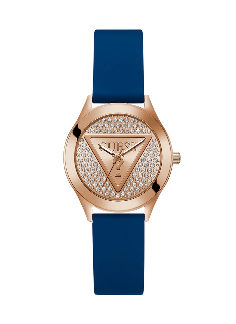 GUESS Ladies Blue Rose Gold Tone Analog Watch GW0745L4 - 34mm  - Image 1