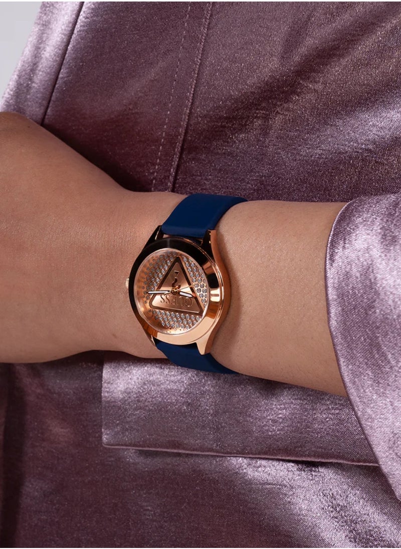 GUESS Ladies Blue Rose Gold Tone Analog Watch GW0745L4 - 34mm  - Image 5