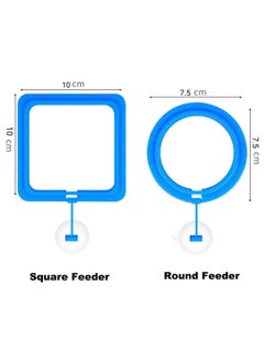 Generic 3 Pack Fish Feeding Rings Round, Square and Round Height Upgraded, Floating Food Feeder with Suction Cup for Aquarium Fish Tank  - Image 2
