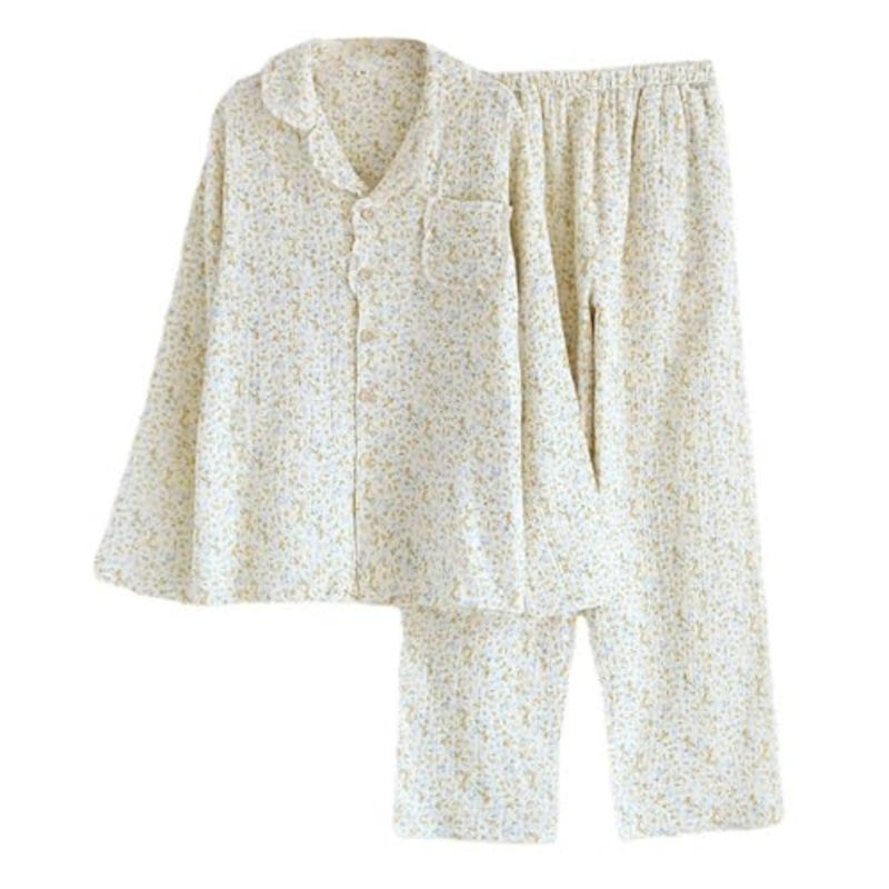 Vhitler Linen Set Coquette Womens Pajamas Set Summer Lounge Sets for Women Old Money Aesthetic (Floral01,L,Large) - Image 1