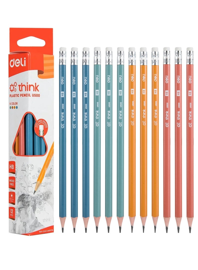 Deli 12-Piece HB Graphite Pencils With Eraser Tips - Image 1