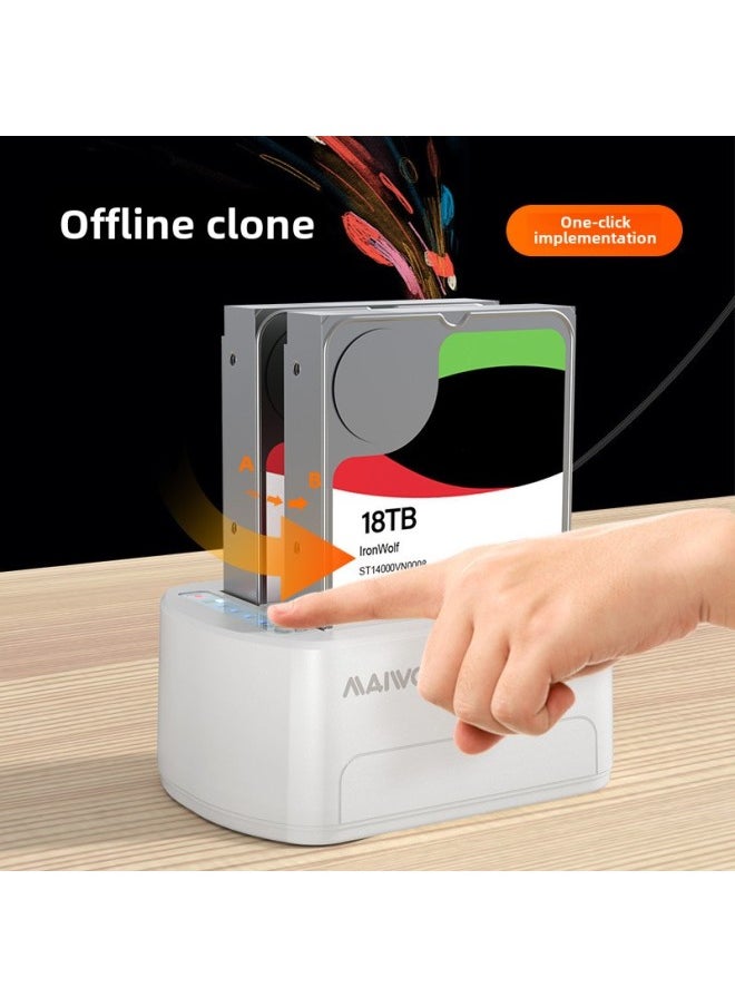 Generic Maiwo Dual-disk USB 3.0 Hard Disk Base Solid State Mechanical Hard Disk Copy Machine Clone Machine Hard Disk Box-Color:K3062H Dual-disk Read/write + Clone + USB * 3  - Image 3