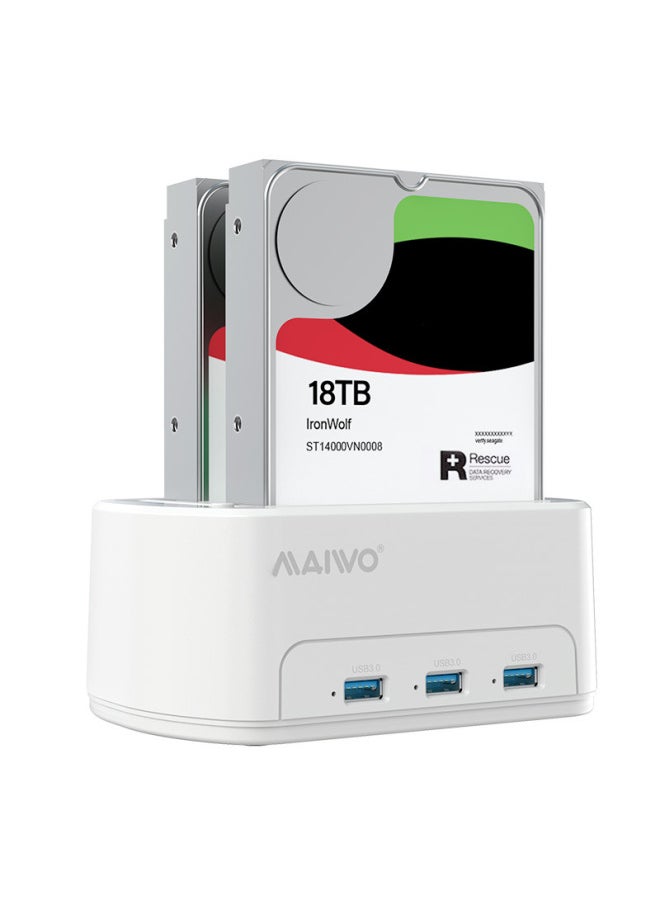 Generic Maiwo Dual-disk USB 3.0 Hard Disk Base Solid State Mechanical Hard Disk Copy Machine Clone Machine Hard Disk Box-Color:K3062H Dual-disk Read/write + Clone + USB * 3  - Image 1