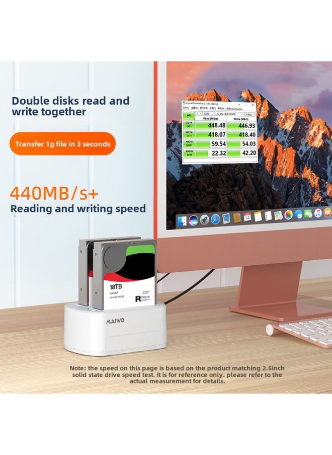 Generic Maiwo Dual-disk USB 3.0 Hard Disk Base Solid State Mechanical Hard Disk Copy Machine Clone Machine Hard Disk Box-Color:K3062H Dual-disk Read/write + Clone + USB * 3  - Image 4