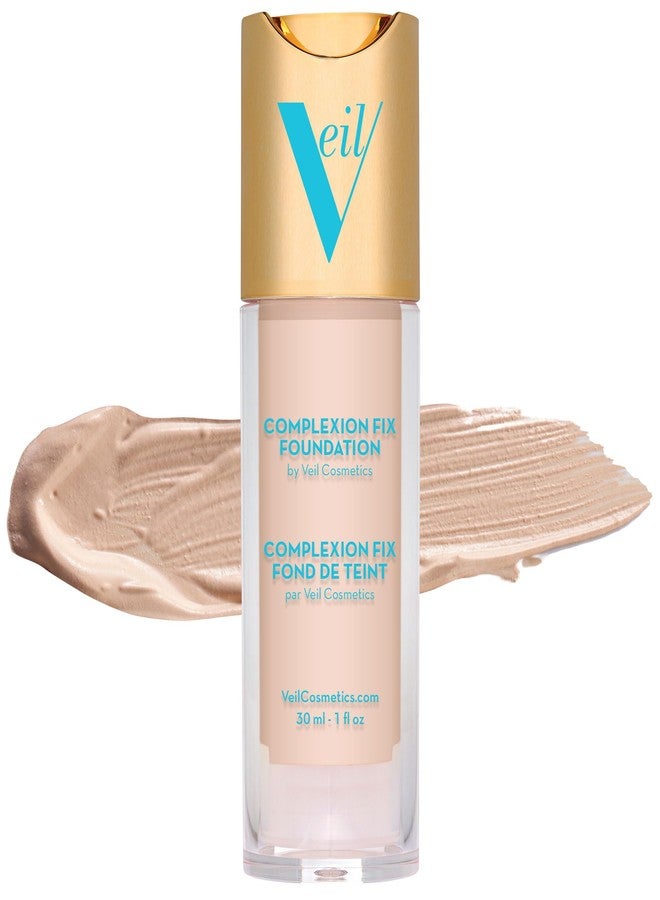 فيل كوزمتيكس كريم أساس سائل Veil Cosmetics Complexion Fix - تغطية قابلة للبناء - مقاوم للماء، لا يسبب الحساسية، خالٍ من الزيوت، لم يتم اختباره على الحيوانات ونباتي - خفيف الوزن ومشرق (1N بورسلين محايد) - Image 1