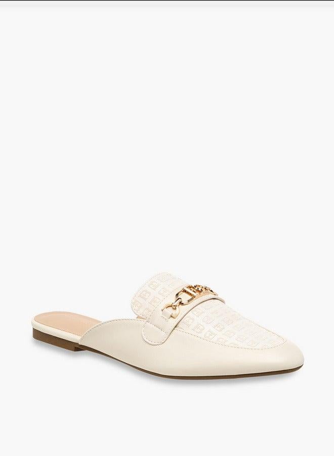 Flora Bella By Shoexpress Monogram Embossed Mules with Metal Accent - Image 1