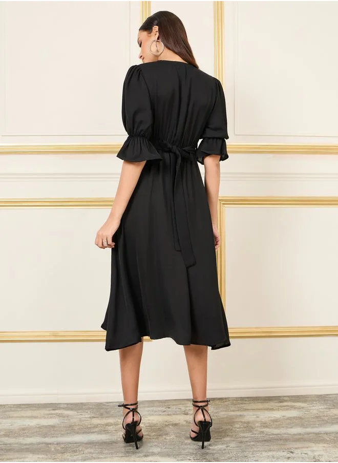 ستايلي Beaded Detail Striped A-Line Midi Dress