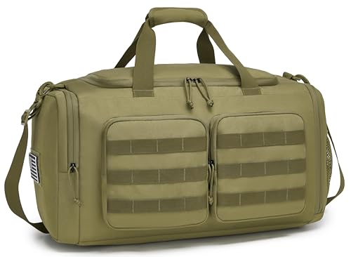 Wotony Tactical Duffle Bag for Men Duffle Bag for Gym Travel Military Weekender Workout Molle Bag Khaki 50L - Image 1