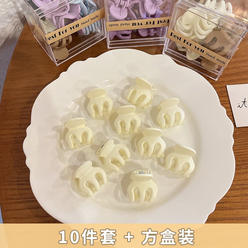 Generic Mini Scrub Hair Claw Clips for Fringe J1011B rice white 10 square box