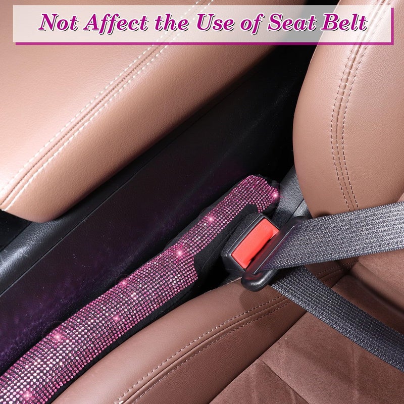 ToBeQueen Bling Pink Car Sear Gap Filler 2 Pack Universal Fit for Car SUV Truck, Handmade Crystal Rhinestone Diamond Car Seat Gap Plug Filler Pink Bling Car Accessories for Women(Pink) - Image 3