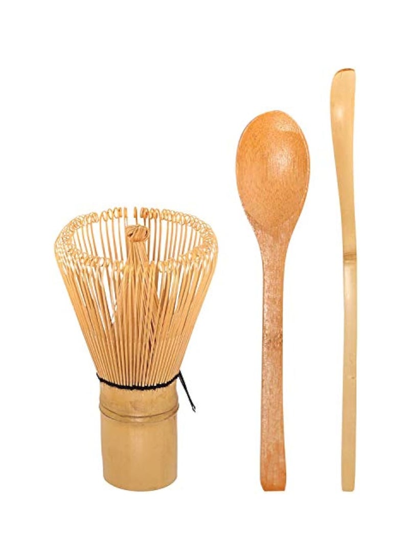 Captaintech Matcha Whisk Set - Golden Chasen (Tea Whisk) + Chashaku (Hooked Bamboo Scoop) + Tea Spoon - 1 Set  - Image 1