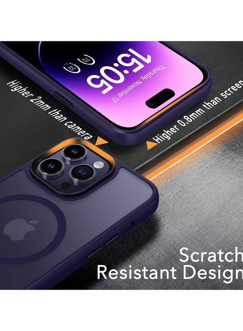 حالة مغناطيسية لـ iPhone 12 Pro Max Case متوافقة مع حماية Magsafe العسكرية للصف العسكري الشفافة غير اللامع في حالة هاتف مضاد للصدمات (Deep Purple)  - Image 3