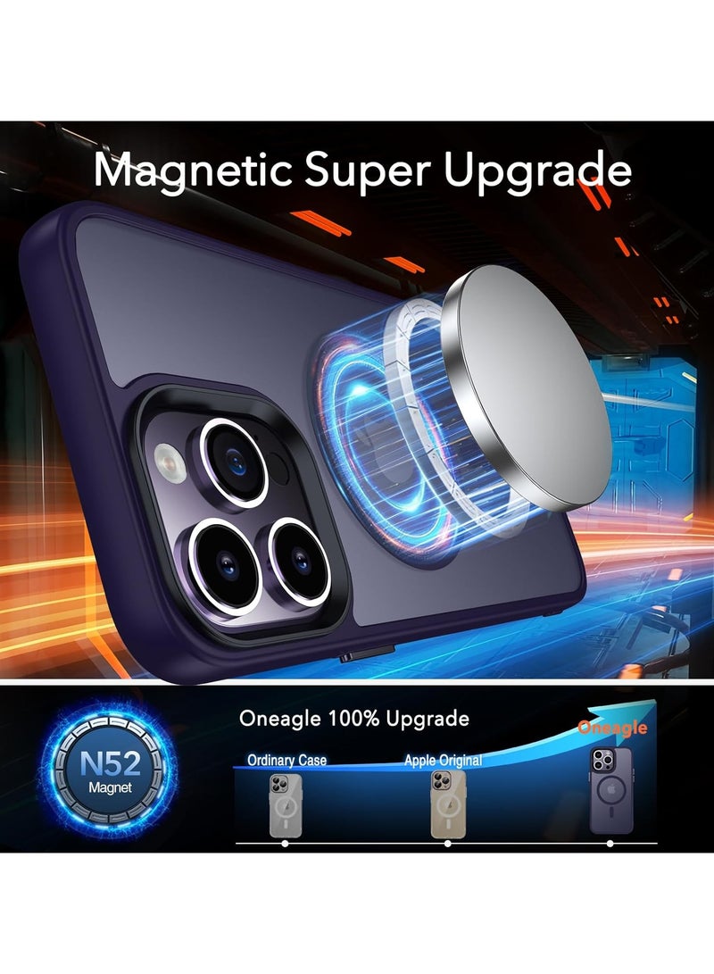 حالة مغناطيسية لـ iPhone 12 Pro Max Case متوافقة مع حماية Magsafe العسكرية للصف العسكري الشفافة غير اللامع في حالة هاتف مضاد للصدمات (Deep Purple)  - Image 5