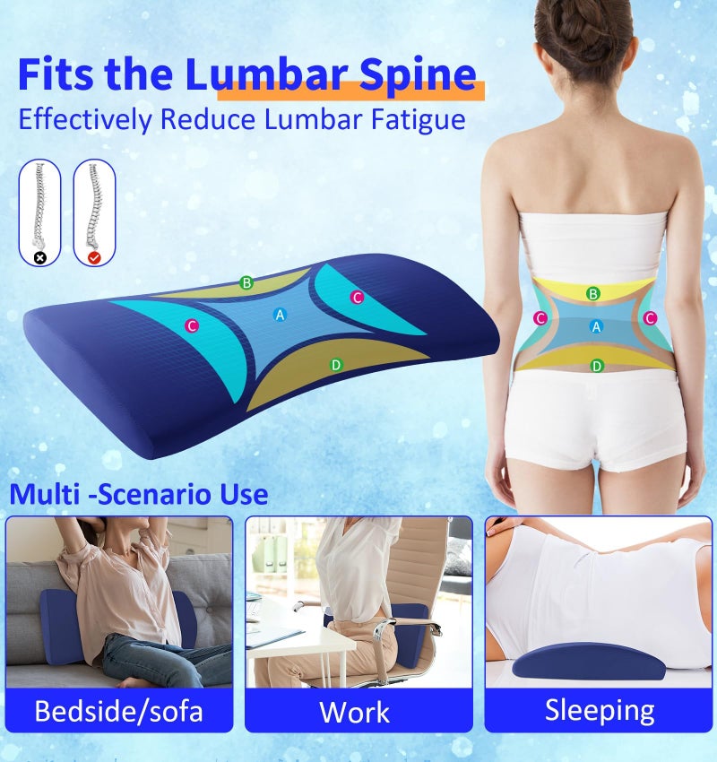 vamorry Futon Mattresses Lumbar Support Pillow for Bed Relief Back Pain: Lower Back Pillow for Sleeping - Memory Foam Waist Pillow - Bolster Pillow for Side, Back&Stomach Sleepers - Bed Rest Pillow - Image 4