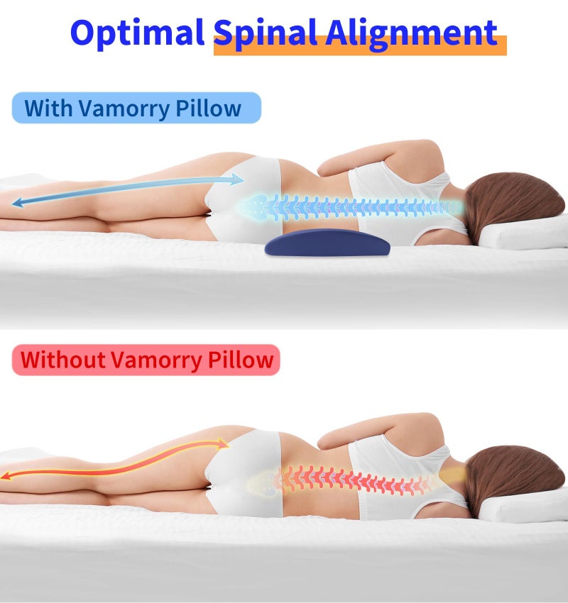 vamorry Futon Mattresses Lumbar Support Pillow for Bed Relief Back Pain: Lower Back Pillow for Sleeping - Memory Foam Waist Pillow - Bolster Pillow for Side, Back&Stomach Sleepers - Bed Rest Pillow - Image 5