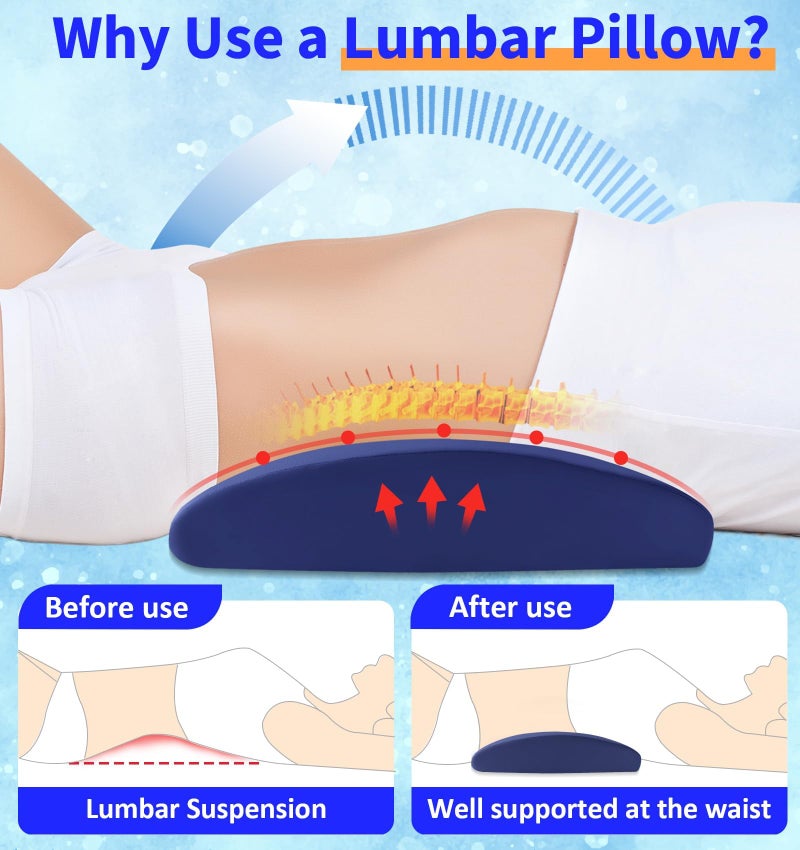 vamorry Futon Mattresses Lumbar Support Pillow for Bed Relief Back Pain: Lower Back Pillow for Sleeping - Memory Foam Waist Pillow - Bolster Pillow for Side, Back&Stomach Sleepers - Bed Rest Pillow - Image 3