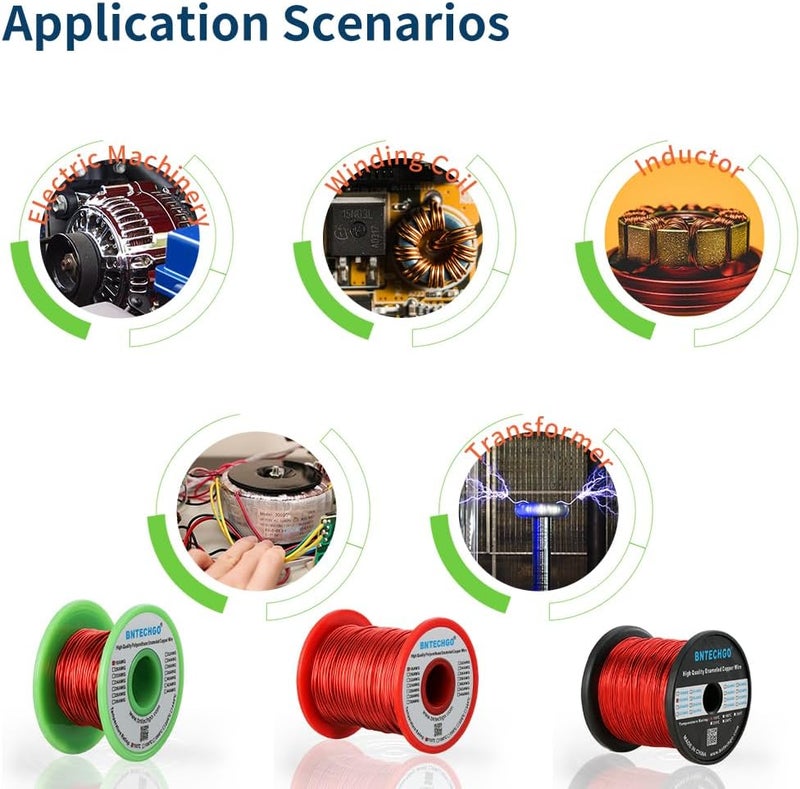 38 AWG Magnet Wire - Enameled Copper Wire - Enameled Magnet Winding Wire - 4 oz - 0.0039" Diameter 1 Spool Coil Red Temperature Rating 155℃ Widely Used for Transformers Inductors - Image 4
