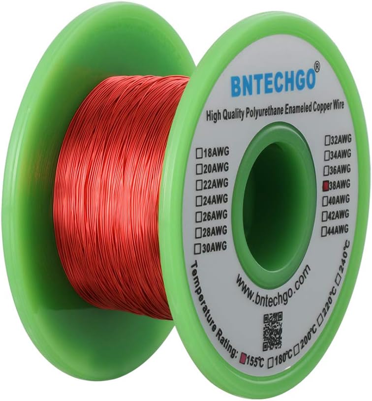38 AWG Magnet Wire - Enameled Copper Wire - Enameled Magnet Winding Wire - 4 oz - 0.0039" Diameter 1 Spool Coil Red Temperature Rating 155℃ Widely Used for Transformers Inductors - Image 2