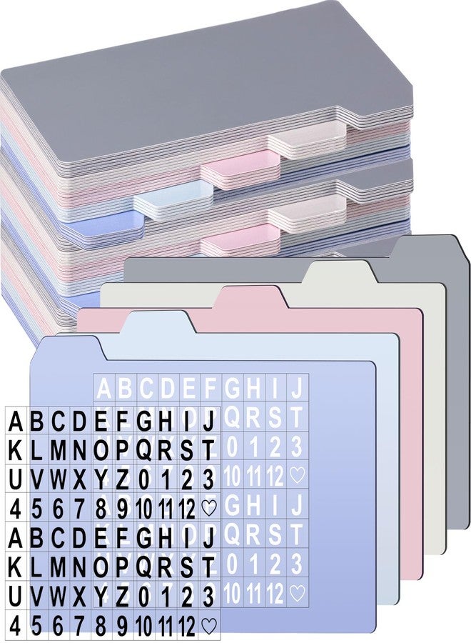 Harloon 52 Pcs Dry Erase Index Card Guide Set Include 50 Index Card Dividers 2 Number Alphabet Sticker with Tabs Photo Dividers for Office Business Back to School Supplies(5 x 8 Inch,Morandi) - Image 1
