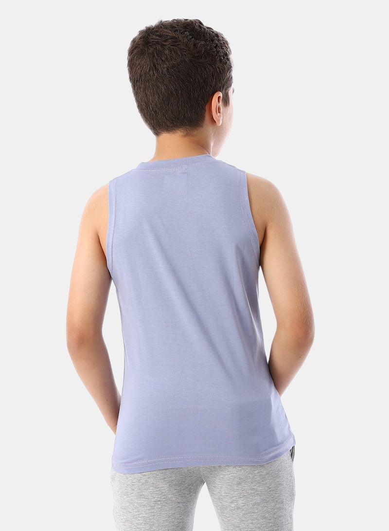 Andora Summer Vibes Printed Boys' Tank Top - Lavender - Image 3