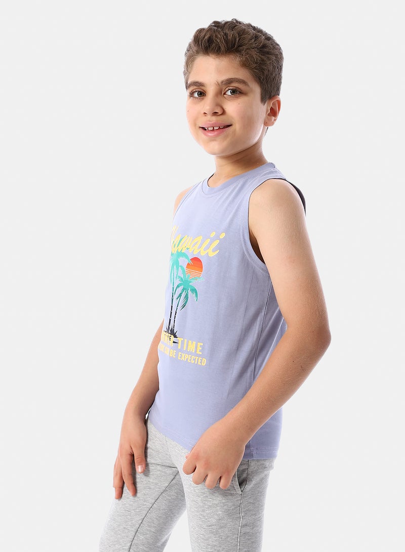 Andora Summer Vibes Printed Boys' Tank Top - Lavender - Image 2