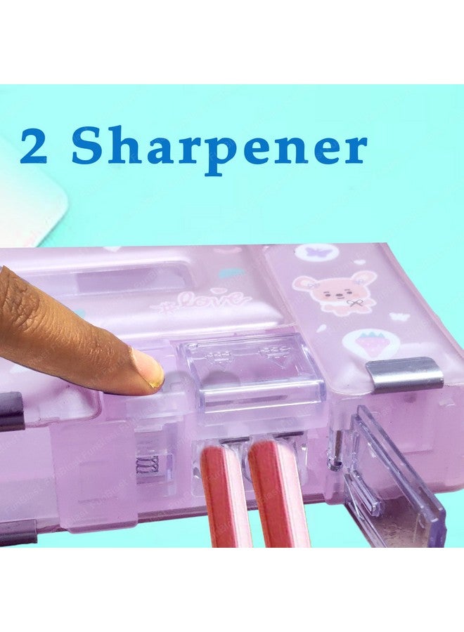 FunBlast Magnetic Pencil Case With Sharpener Hello Summer Themed Luxury Pencil Box For Kids Stationary Organizer Pencil Box For Girls, Kids, Boys (Pink, Plastic) - Image 4