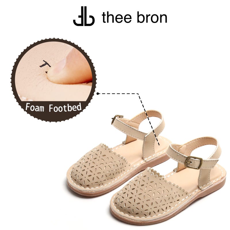 THEE BRON Toddler Girl Vintage Closed-Toe Sandals Hollow Out Rustic Summer Shoes for 1-8 Years, Size 6-13(TB2240 Toddler,Beige/8M) - Image 5