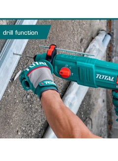 TOTAL Total 950W Rotary Hammer Drill Machine - SDS Plus, 3 Drills & 2 Chisels, 28mm Concrete, 13mm Steel, 30mm Wood - Power Tools with Cas for Concrete, Steel & Wood  - Image 4