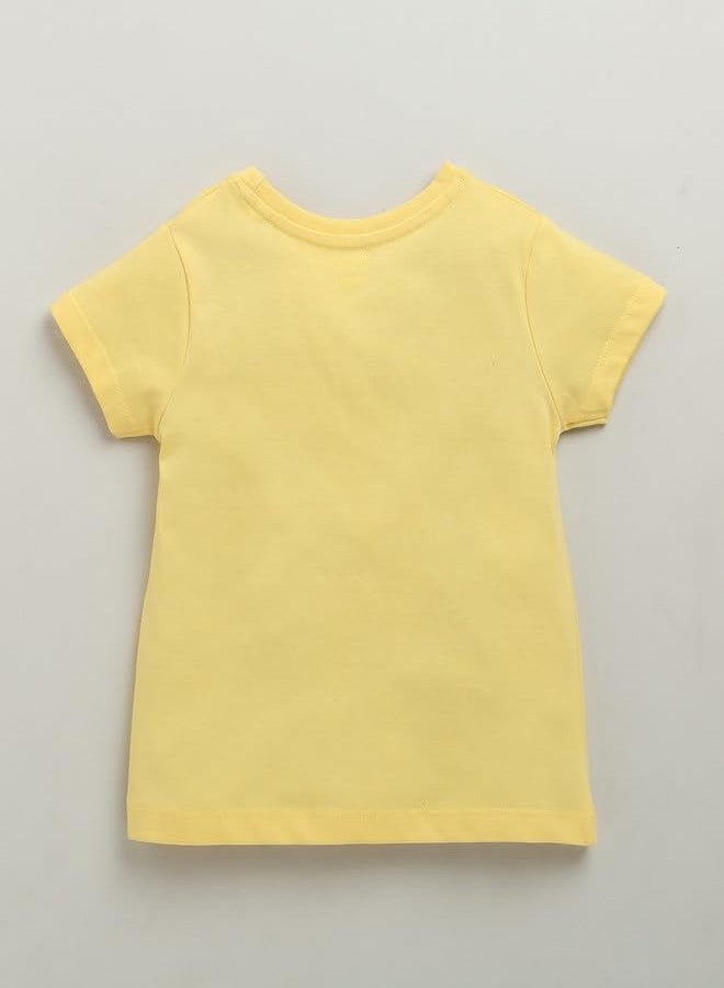 BUMZEE Girls Cotton Half Sleeves Regular Fit T-Shirt Pack of 2 Pink & Yellow - 6-12 Months (Peb10453C-pnk) - Image 3