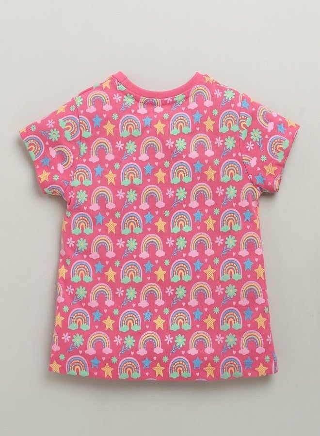 BUMZEE Girls Cotton Half Sleeves Regular Fit T-Shirt Pack of 2 Pink & Yellow - 6-12 Months (Peb10453C-pnk) - Image 5