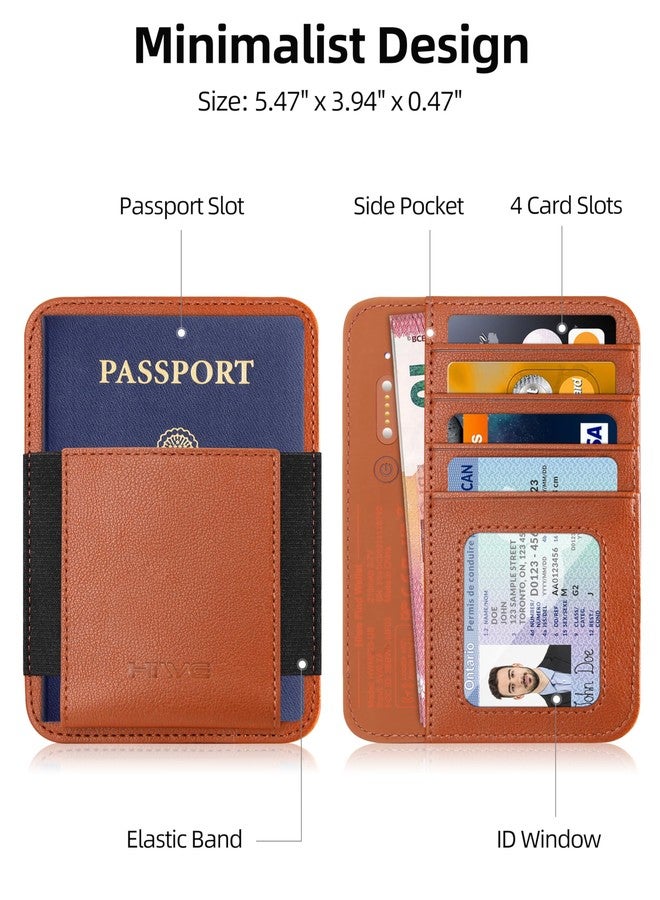 HiWe Passport Holder Wallet, Brown, 5.47"x3.94"x0.47", With Find My - Image 3