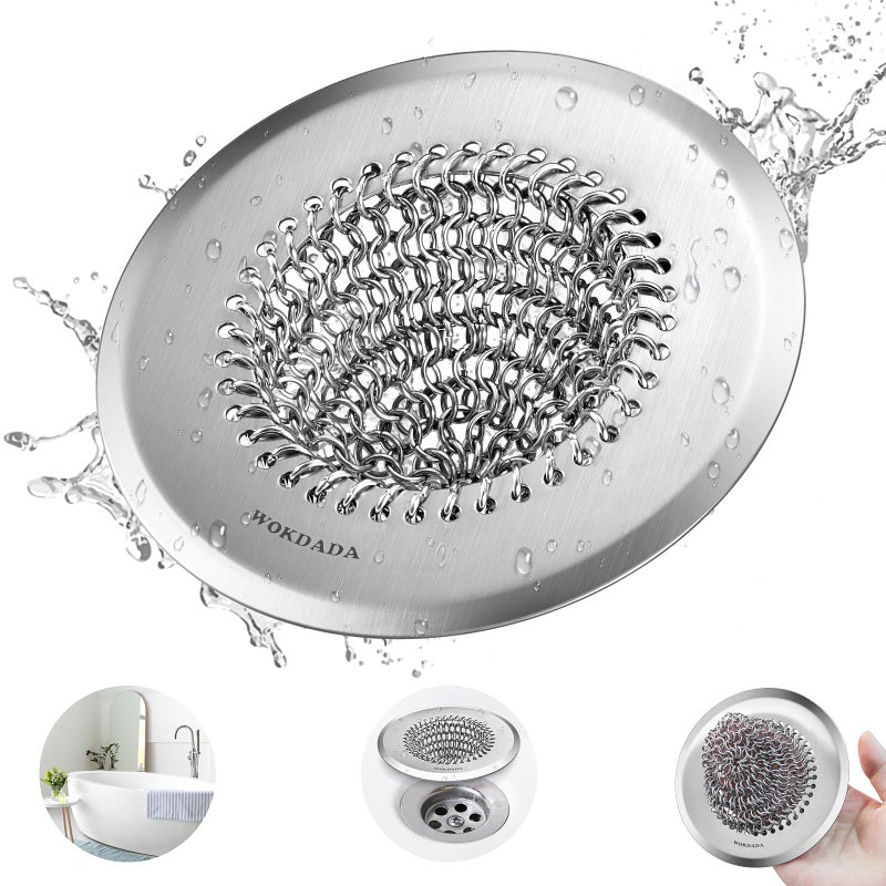 Wokdada Bathtub Drain Hair Catcher Fast Drainage Shower Drain Hair Catcher Reversible 304 Stainless Steel Drain Protector for PopUp and Regular Drains of BathroomPatented Product
