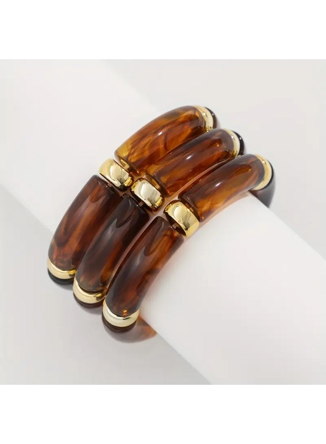 Just Pretty Corner Chic-Chunky Stretchable Bead Bangles 3pcs- Brown - Image 2