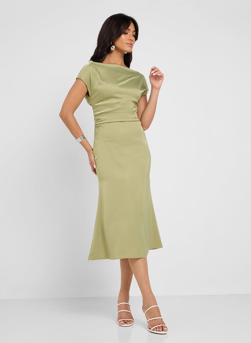 ELLA Satin Midi Dress - Image 4