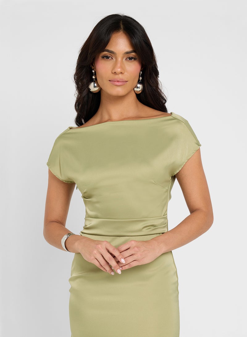 ELLA Satin Midi Dress - Image 3