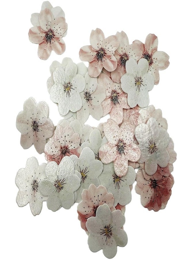 KOOTIPS 50 Pack Edible Cherry Blossom Cupcake Toppers Cherry Flowers Cake Toppers Rice Paper Wafer Paper Cake Picks for Cherry Blossom Bridal Shower Baby Shower Kids Birthday Cake Decorations - Image 2