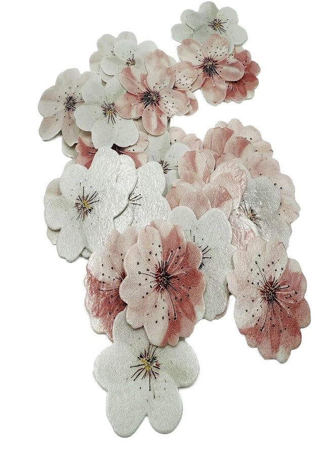 KOOTIPS 50 Pack Edible Cherry Blossom Cupcake Toppers Cherry Flowers Cake Toppers Rice Paper Wafer Paper Cake Picks for Cherry Blossom Bridal Shower Baby Shower Kids Birthday Cake Decorations - Image 3