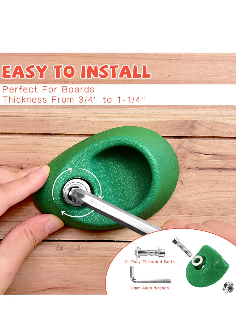 شو وو 32 تسلق الصخور يحمل مقاسات متعددة للأطفال، جدار صخري للكبار يحمل مقابض حائط صخرية للتسلق لمجموعة اللعب في الأماكن المغلقة والمفتوحة، يتضمن أجهزة تثبيت مقاس 2 بوصة - Image 3