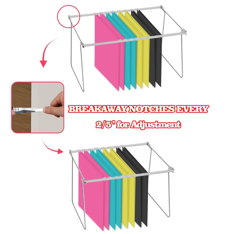 YNXPTBNC Heavy Duty Steel Hanging File Frame,Letter Size Hanging File Folder Frame,Adjustable Length 11" to 18",2 Packs(Without Folders) - Image 3