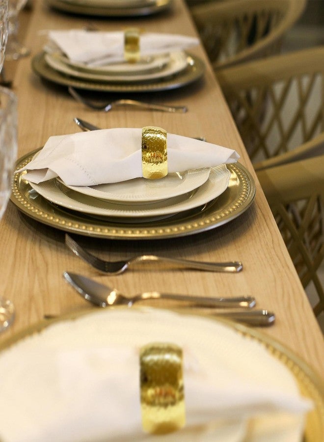 Brightalk Gold Napkin Rings Set of 6, Hammered Round Napkin Holder, Metal Napkin Ring Holder for Wedding, Banquet, Glossy Table Decor for Dinner Party - Image 4