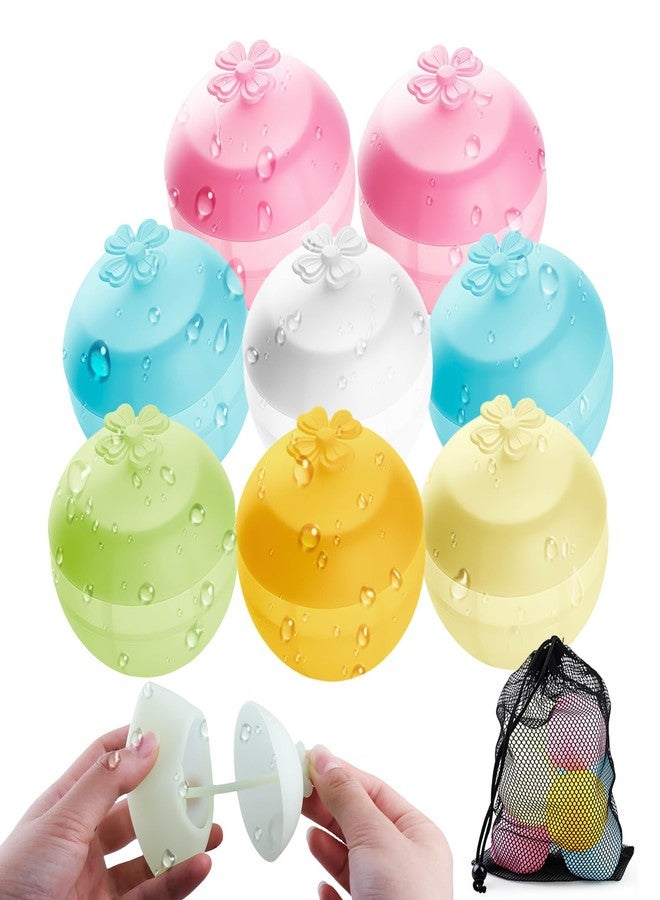 SIENON Reusable Water Balloons 8PCS, New Deign Self Sealing Refillable Silicone Water Balls, Quick Fill Splash Balls, Fun Pool Beach Toys Water Bombs for Kids Summer Outdoor Activities Water Games - Image 1