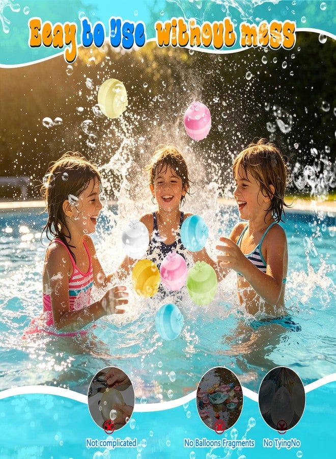 SIENON Reusable Water Balloons 8PCS, New Deign Self Sealing Refillable Silicone Water Balls, Quick Fill Splash Balls, Fun Pool Beach Toys Water Bombs for Kids Summer Outdoor Activities Water Games - Image 5