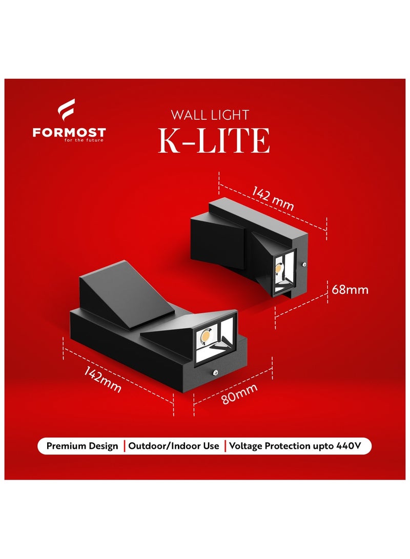 FORMOST K Shape LED Wall Light Outdoor 6W | Waterproof 2 Way Up and Down Light for Outdoor Bedroom Living Room - Image 5