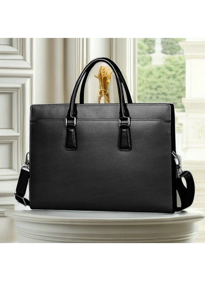 Generic - Men's High-end Genuine Leather Bag First Layer Cowhide Men's Bag Handbag Business Briefcase Horizontal Large Capacity Computer Bag-Color:1108 -- 3 ]]] - Image 1